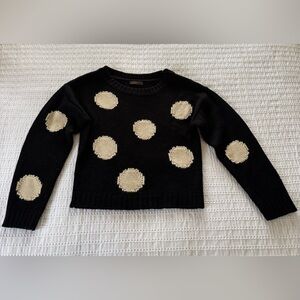 Dex Black Sweater with Cream Polka Dots Size Small